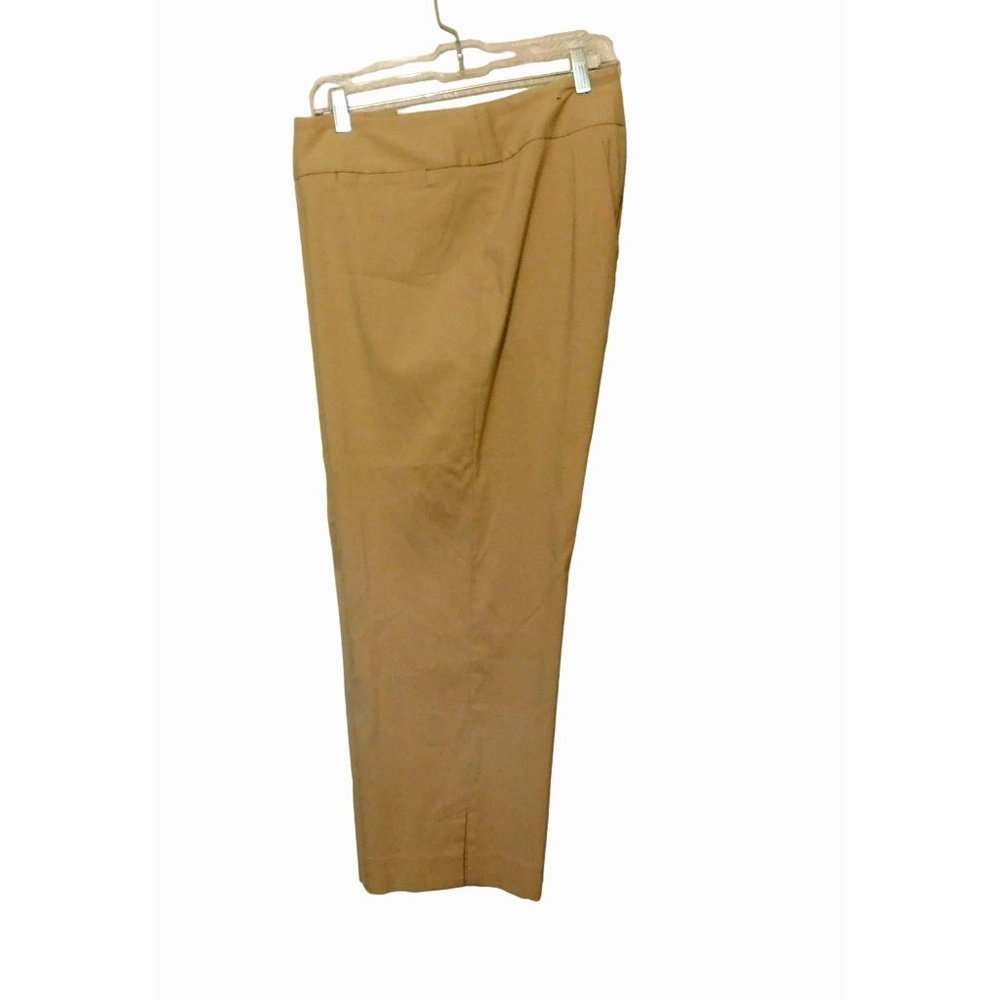 Lane Bryant Crop Pants 18 Tan Flat Front Wide Waistband Rayon Blend Womens
